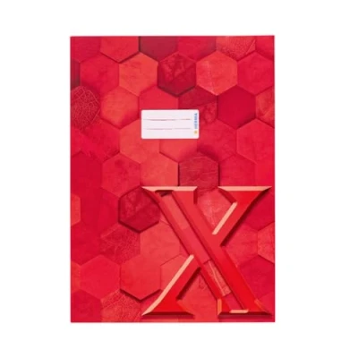 Afbeelding van HERMA 20083 10 stuks A4 notitieboekomslag van rood karton met tekstveld, stevig en extra sterk papier, zeshoekig patroon, voor schoolschriften, kleurrijk