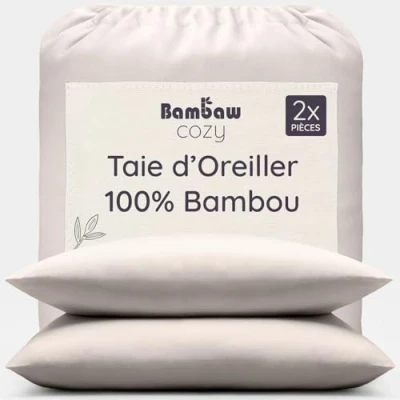 Afbeelding van Bambaw Bamboe kussenslopen 50 x 70 cm, set van 2 anti mijt en hypoallergene kussenslopen, fris ademend beddengoed, kussensloop bamboevezel voor gezichtsverzorging