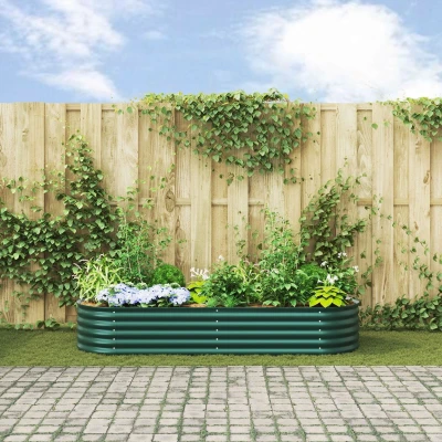 Afbeelding van vidaXL Tuin Verhoogd Bed Groen 240x80x44 cm Gegalvaniseerd Staal