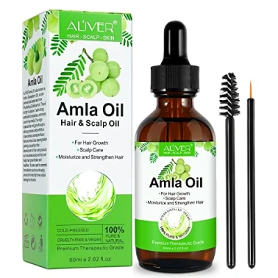 Afbeelding van Amla 60 ml koudgeperste haarolie voor hoofdhuid en haar, tegen haaruitval, stimuleert de haargroei mooi haar