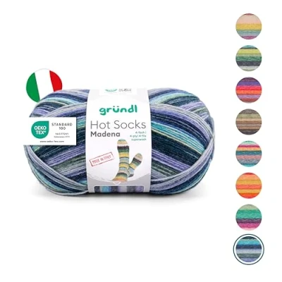 Afbeelding van Gründl Hot Socks Madena 3509 08 Set van 4 bollen breiwol voor sokken