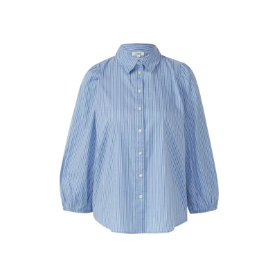 Afbeelding van s.Oliver Gestreifte MIT 3/4ARM UND Raffung Overhemdblouse, Dames, Maat: 32, Arktisblau