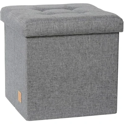 Afbeelding van Premium kruk met opbergruimte van hoogwaardige stof comfortabel en extra stabiel grijs 38 x cm