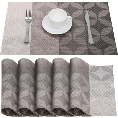 Afbeelding van Belle Vous 6 Pack of Grey Star Design Placemats PVC Non Slip, Tear Resistant &amp; Washable Place Mats Easy To Clean, Heat Waterproof Table for Kitchen, Dining and Restaurant