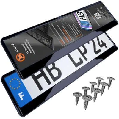 Afbeelding van Inter Sale Kentekenplaathouder, ABS, zwart, glanzend, 2 stuks