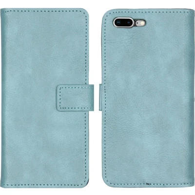 Afbeelding van iMoshion Hoesje Geschikt voor iPhone 8 Plus / 7 Met Pasjeshouder Luxe Bookcase Lichtblauw