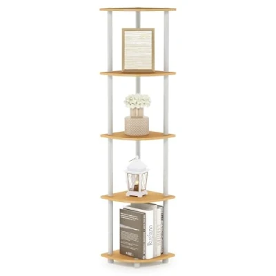 Afbeelding van Furinno Hoekrek met 5 planken, hout, beuken en wit, eenheidsmaat