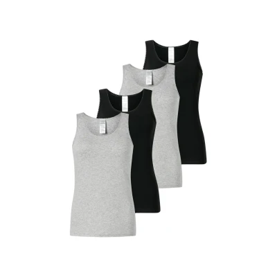 Afbeelding van Schiesser 4ER PACK 95/5 Modern Hemd Schwarz grau, Dames, Maat: 38, grau