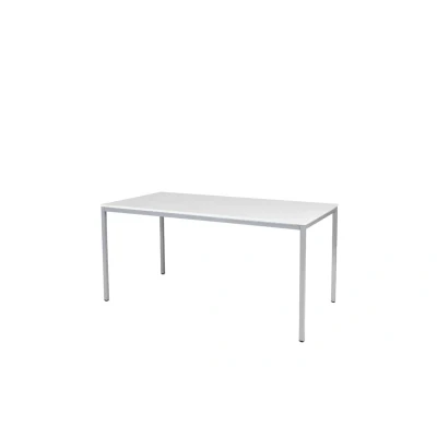 Afbeelding van Domino Basic bureautafel, vaste hoogte met 160x80cm krijtwit 25mm blad en aluminium (RAL9006) 4 poot frame
