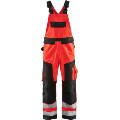 Afbeelding van Blaklader Bretelbroek High Vis 2660 1811 Rood/Zwart C150