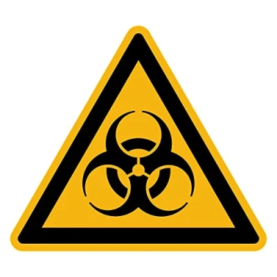 Afbeelding van Sticker Danger Warning NF ISO7010 zelfklevende driehoekige bewegwijzering gelamineerd water en uv bestendig biologisch risico 15 x cm