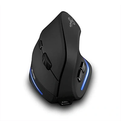 Afbeelding van Zelotes Draadloze muis, oplaadbaar, 2,4 GHz, ergonomische draadloos, 6 toetsen, 2400 dpi, verticale computer, muis voor pc, Mac