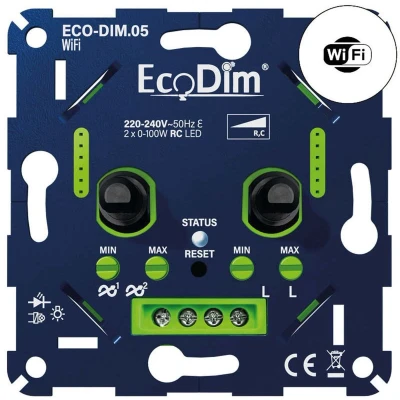 Afbeelding van EcoDim Eco Dim.05 WiFi Duo led dimmer inbouw 2x0 100W