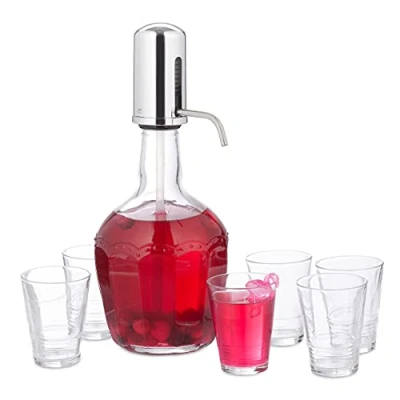 Afbeelding van Relaxdays limonadetap drankdispenser met 6 glazen sap dispenser limonade