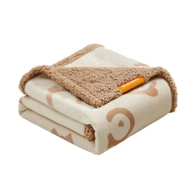 Afbeelding van Feandrea Hondendeken, waterafstotend, fleece en flanel, voor kleine middelgrote honden, katten, 127 x 101 cm, maat L, machinewasbaar, omkeerbaar, bescherming bank, bed, beige PPB050K01