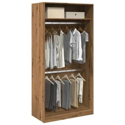 Afbeelding van vidaXL Kledingkast 100x50x200 cm bewerkt hout artisanaal eikenkleurig