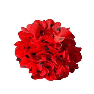Afbeelding van Spaanse haarbloem rood met zwarte stippen bloem bij flamenco jurk verkleedkleding Spanje