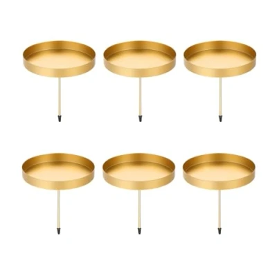 Afbeelding van Set van 6 kandelaars voor adventskrans, 8 cm, zwart, metalen kaarsenhouder, stompkaarsenhouder, kerstdecoratie