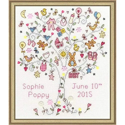 Afbeelding van Bothy Threads borduurpakket geboortetegel Love Baby meisje borduren xka07