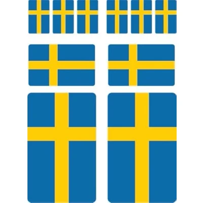 Afbeelding van 10 stuks autostickers Zweedse vlag Offsetdruk