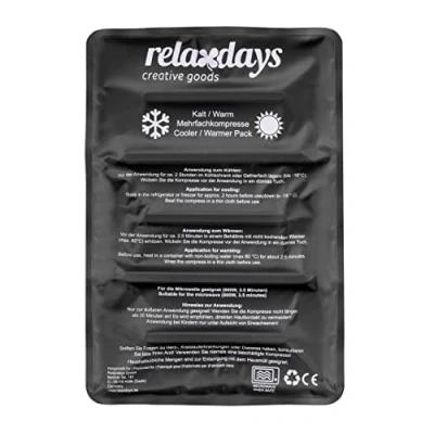 Afbeelding van Relaxdays cool pack eerste hulp 25 x 36 cm hot cold kompres gel zwart
