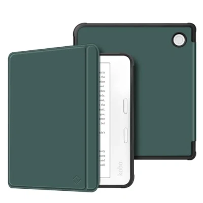 Afbeelding van Fintie Tolino Vision Color (2024) / Kobo Libra 7 inch e readerhoes Ultralichte zachte TPU achterkant met automatische slaap/wake en magneetsluiting, nachtgroen