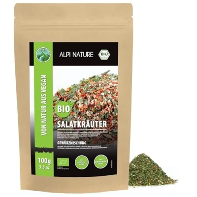 Afbeelding van biologische saladekruiden, kruiden en kruidenmix voor salade, 100% natuurlijk, ingrediënten, kruidenbereiding salades, zonder kunstmatige toevoegingen (100 g)