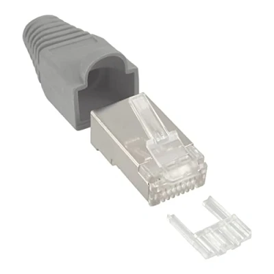 Afbeelding van RJ45 krimp connectoren (STP) voor CAT6 netwerkkabel (flexibel) 10 stuks (3 delig) / grijs