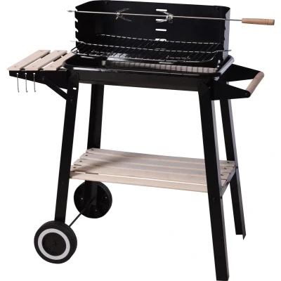 Afbeelding van BBQ op wielen zwart staal 54 cm