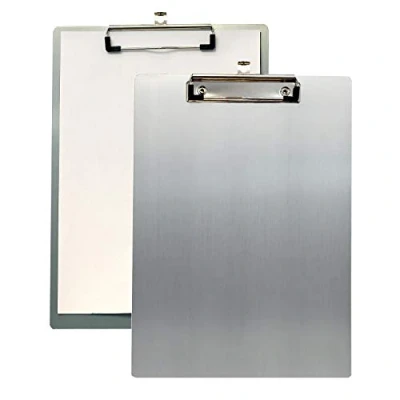 Afbeelding van TUKA 2 x A4 klembord van aluminium, met klem, hoge sterkte, planken hoogwaardig ideaal voor dagelijks werk, clip, stuks, in grijs, stuks