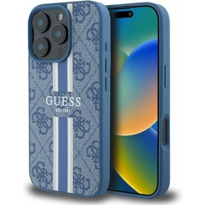 Afbeelding van Guess GUHMP16XP4RPSB iPhone 16 Pro Max 6,9&quot; blauw/blauwe hardcase 4G Printed Stripes MagSafe