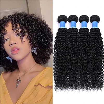 Afbeelding van RICHAIR Bundel Braziliaans Krulhaar 8 Inch, Menselijk Haar Bundels 4 Stuks, Natuurlijke Braziliaanse Strengen Zwart 50g/stk (totaal 200g)