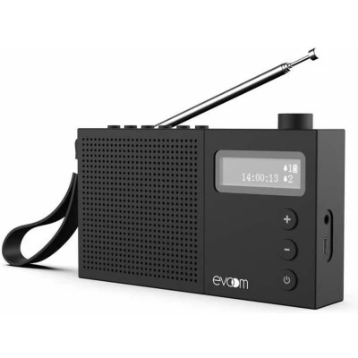 Afbeelding van EVOOM EGY Zwarte wekkerradio FM en DAB+ radio Batterij Batterijen/USB 2 alarmen