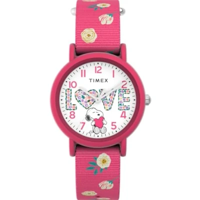 Afbeelding van Timex Peanuts Weekender Color Rush TW2W83200 Horloge Textiel Roze Ø 34 mm