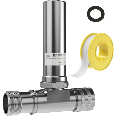 Afbeelding van Tool Meister WSD18 Waterslagdemper 1/2 Voor Wasmachine/Kraan/ed. met T stuk en Afdichtingstape Verchroomd