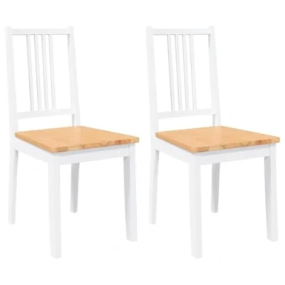 Image de vidaXL Chaises à manger 2 pcs blanc bois massif caoutchouc4102392