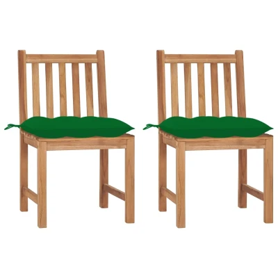 Afbeelding van Tuinstoelen 2 st met kussens massief teakhout