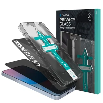 Afbeelding van Deppa 2 pièces Verre Trempé Anti Espion pour Samsung Galaxy S24 FE (6,7&#039;) Compatible Empreinte Digitale ID [Couverture Complète] Avec Kit d’Installation Facile Film de Vitre Protection écran