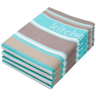 Afbeelding van Zollner set van 4 theedoeken, katoen, appelgroene strepen, 50 x 70 cm, 009, mint, cm