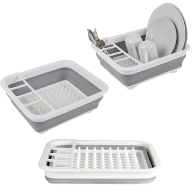 Afbeelding van Beldray opvouwbaar afdruiprek LA031051 kunststof met bestekverdeler, voor compacte, duurzame opslag borden, kopjes, potten en pannen,