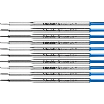 Afbeelding van Schneider Express 225 M balpenvulling, grote capaciteit, permanente inkt, blauw, 10 stuks