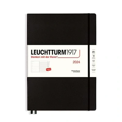 Afbeelding van Leuchtturm1917 Weekplanner + notities Agenda 2024 hardcover a4+ master 12 maanden zwart