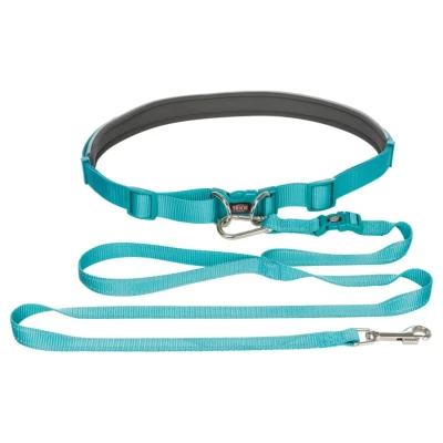 Afbeelding van Trixie Looplijn Met Heupriem Hands Free Riem 130 cm x 25 mm Turquoise