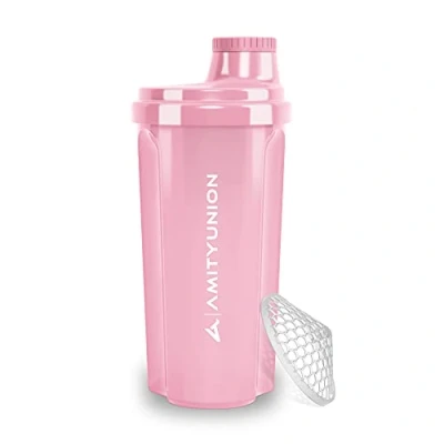 Afbeelding van Protein Shaker 500 ml &quot;Heaven&quot; lekvrij, BPA vrij met klikbare zeef en weegschaal voor romige wei shakes, gym fitness cups isolaten sportconcentraten, origineel in Koraalroze 500ml