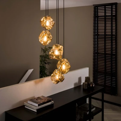 Afbeelding van AnLi Style Hanglamp 5L rock getrapt