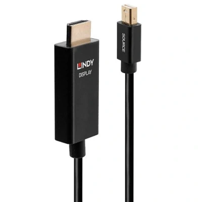 Image de Lindy Câble adaptateur Mini DisplayPort mâle pour HDMI 1 m blindé noir rond support 4K puce active