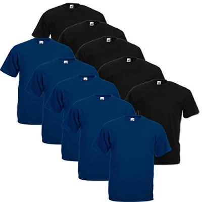 Afbeelding van Fruit of the Loom Valueweight T shirt voor heren, verpakking van 5., 5 zwart/5 navy, XXL