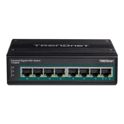Image de TRENDnet TI PG80B Commutateur non géré 8 x 10/100/1000 (PoE+) Montage sur rail DIN fixation murale PoE+ (200 W) Tension CC