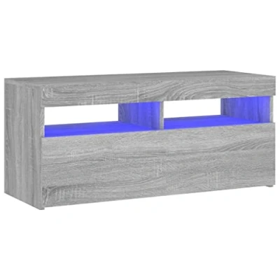 Afbeelding van vidaXL TV kast met LED lampen Sonoma grijs 90x35x40 cm