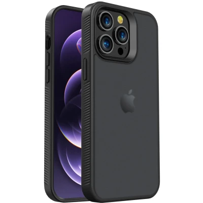 Afbeelding van Accezz Hoesje Geschikt voor iPhone 14 Pro Max Rugged Frosted Backcover Zwart